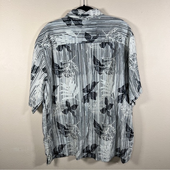 2x HAVANA NINES BLACK WHITE BUTTON FRONT SHIRT SHORT SLEEVE LINEN VACATION - Picture 4 of 10